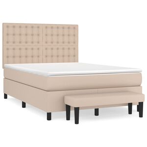 vidaXL Cama box spring con colch&oacute;n cuero sint&eacute;tico capuchino 140x190cm