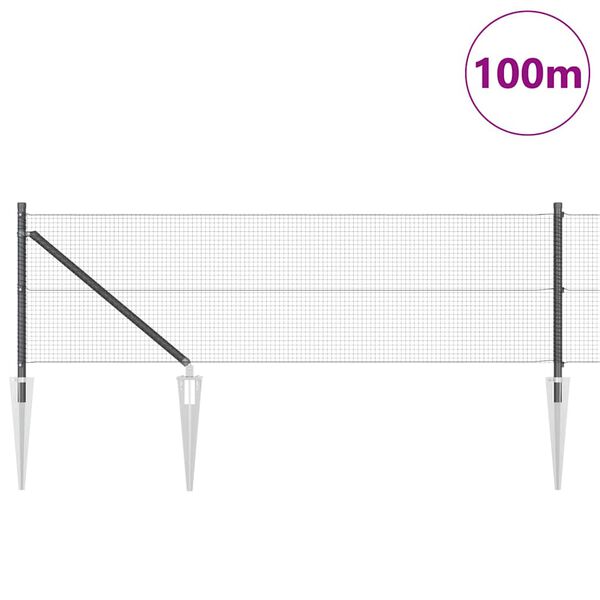 vidaXL Poste de Valla Gris 100 x 0,5 m (malla de 16 x 16 mm)