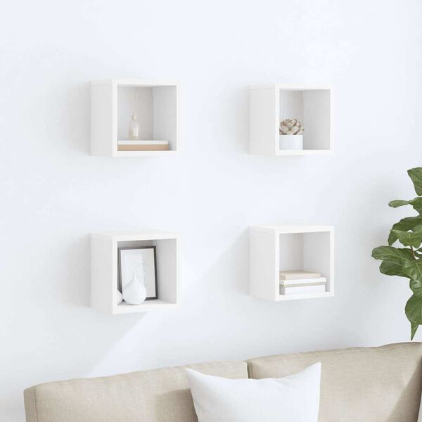 vidaXL Estantes cubo de pared 4 unidades blanco 22x15x22 cm