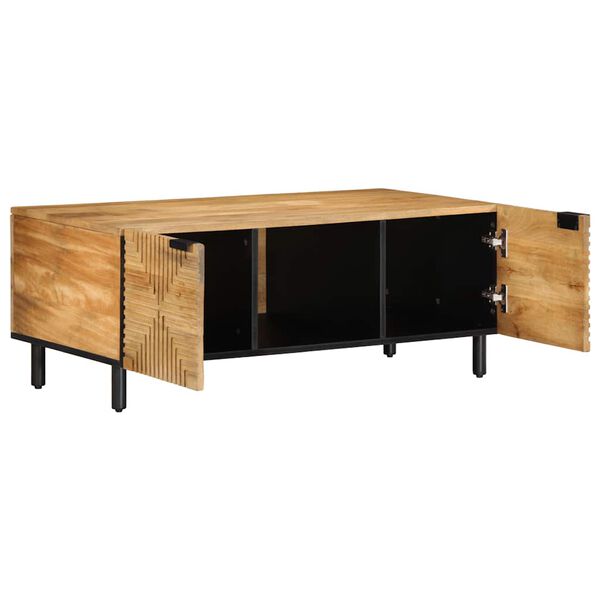 vidaXL Mesa de centro madera maciza de mango negra 100x54x40 cm marr&oacute;n