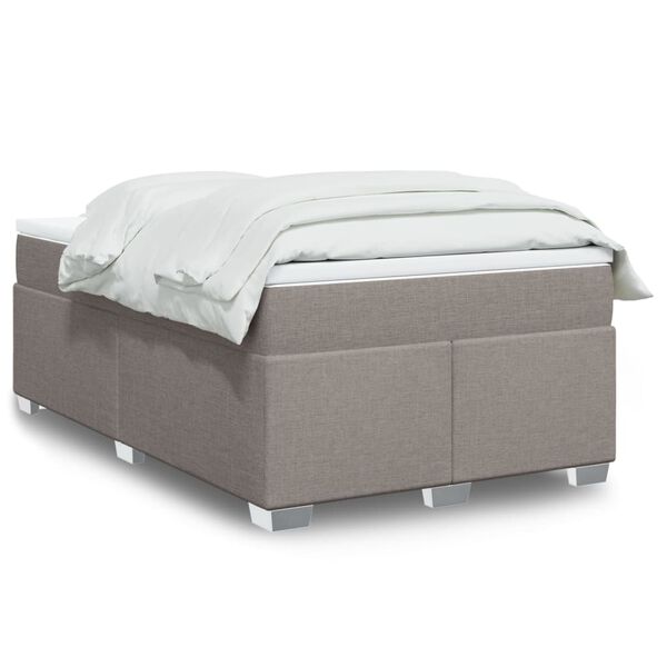 vidaXL Cama box spring con colch&oacute;n tela gris taupe 120x190 cm