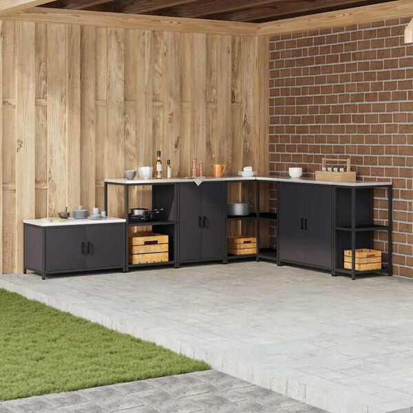 vidaXL Almacenamiento de cocina con puerta Negro 60 x 50 x 92 cm Acero