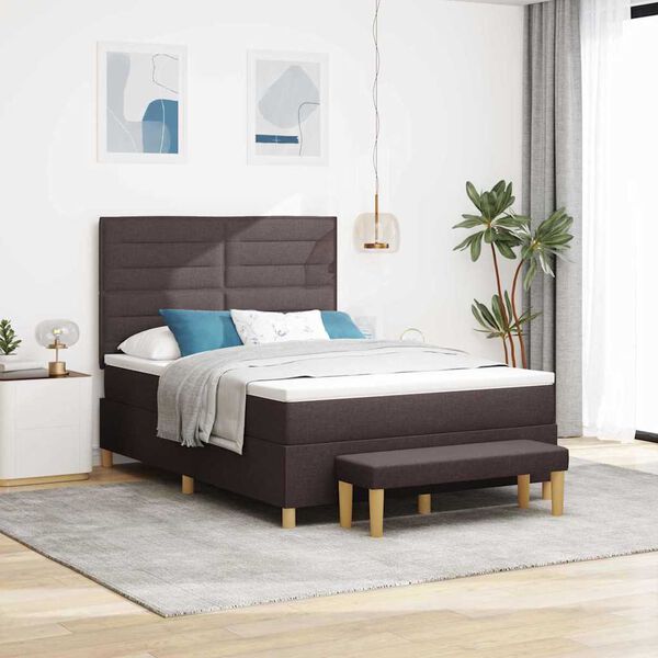 vidaXL Cama tipo Box Spring Marr&oacute;n oscuro 140 x 190 cm tela