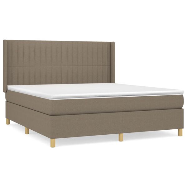 vidaXL Cama box spring con colch&oacute;n tela gris taupe 160x200 cm