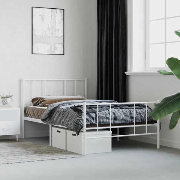 vidaXL Estructura cama sin colchón con estribo metal blanco 75x190 cm