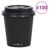 vidaXL Vasos de papel para caf&eacute; con tapas 100 uds negro 200 ml