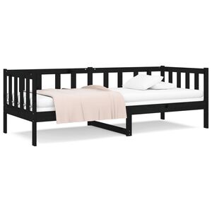 vidaXL Sof&aacute; cama sin colch&oacute;n madera maciza de pino negro 90x190 cm