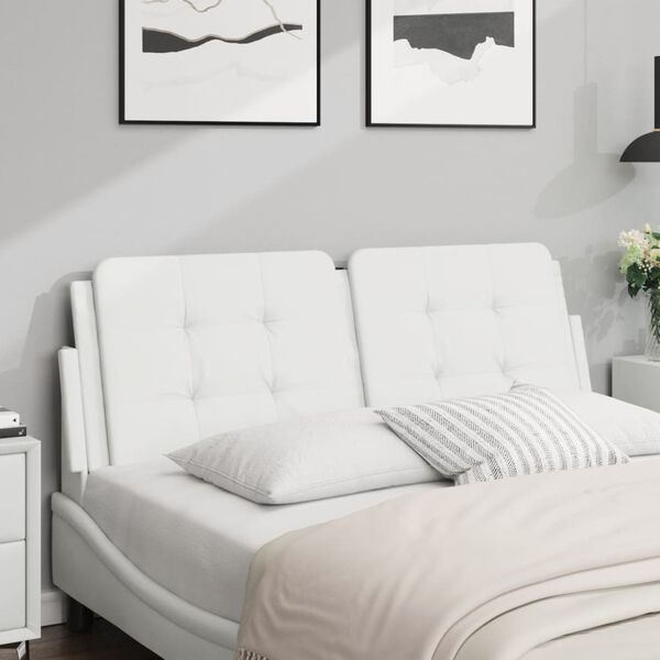 vidaXL Cabecero de cama acolchado Zadar cuero sint&eacute;tico blanco 140 cm