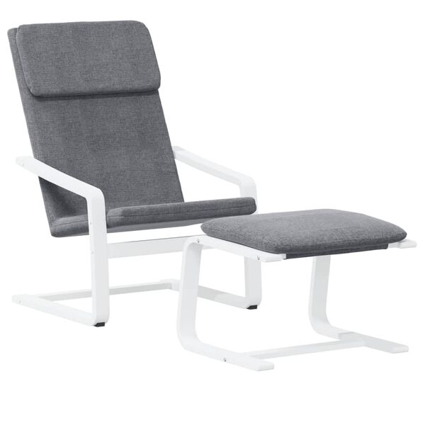 vidaXL Sill&oacute;n de relax con taburete tela gris oscuro