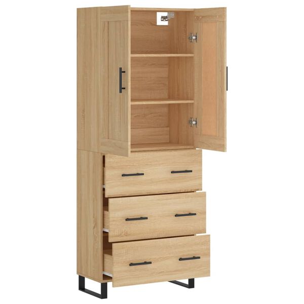 vidaXL Aparador alto madera contrachapada color roble 69,5x34x180 cm