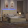 vidaXL Cama con tira de luces LED con cabecera Crema 180 x 200 cm tela