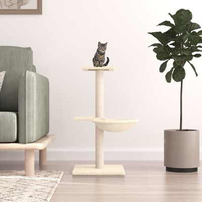 vidaXL Rascador para gatos con postes de sisal color crema 72 cm