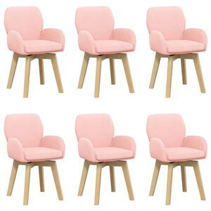 vidaXL Sillas de comedor giratorias 6 uds. Boucl&eacute; Rosa 54 x 58 x 87 cm