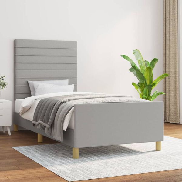 vidaXL Estructura de cama sin colch&oacute;n tela gris claro 90x190 cm
