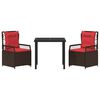 vidaXL Conjunto de Comedor de Jard&iacute;n 3 pcs Marr&oacute;n rat&aacute;n sint&eacute;tico