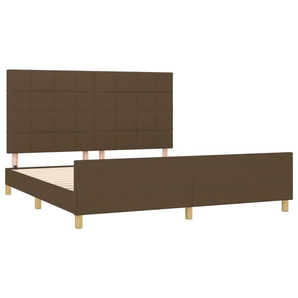 vidaXL Cama sin colch&oacute;n de tela marr&oacute;n oscuro 180x200 cm