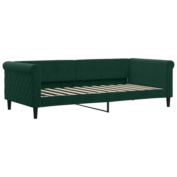 vidaXL Sof&aacute; cama con colch&oacute;n terciopelo verde oscuro 90x200 cm