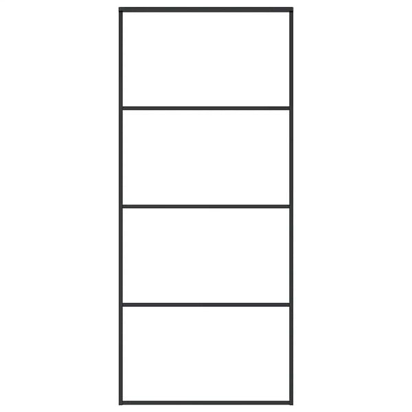 vidaXL Puerta corredera ESG vidrio y aluminio 90x205 cm negro