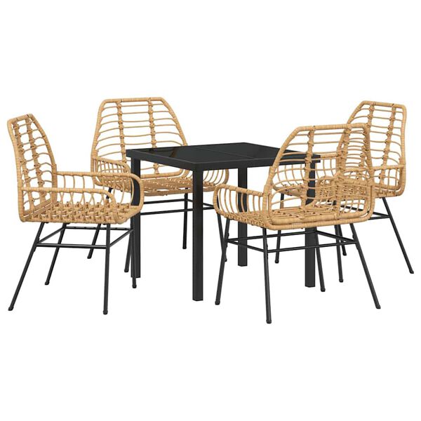 vidaXL Conjunto de Comedor de Jard&iacute;n 5 pcs Marr&oacute;n rat&aacute;n sint&eacute;tico