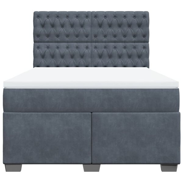 vidaXL Cama box spring con colch&oacute;n terciopelo gris oscuro 140x200 cm