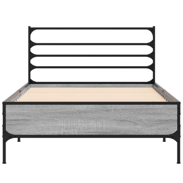 vidaXL Estructura cama madera ingeniería metal gris Sonoma 75x190 cm
