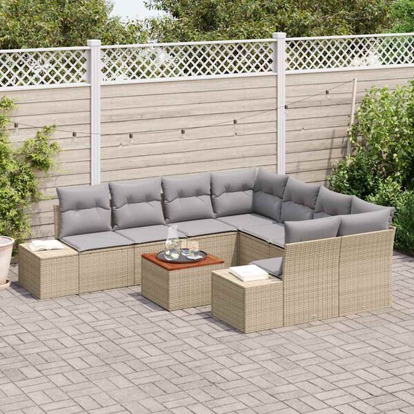 vidaXL Conjunto de sofá de jardín 9 pcs beige y gris claro