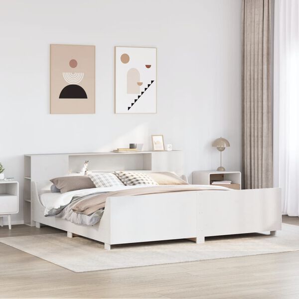 vidaXL Estructura de cama sin colch&oacute;n madera maciza blanca 200x200 cm