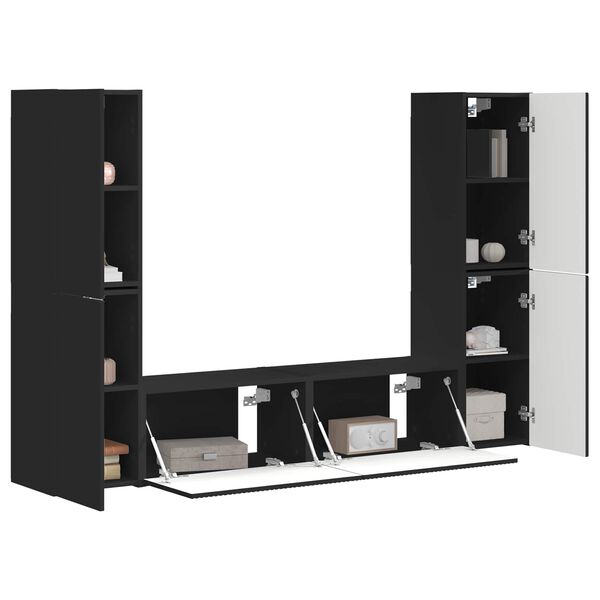 vidaXL Conjunto de mueble de TV 6 pcs Negro Madera de ingenier&iacute;a