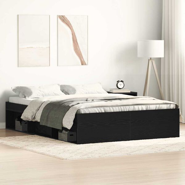vidaXL Estructura de cama sin colchón roble negro 120x190 cm