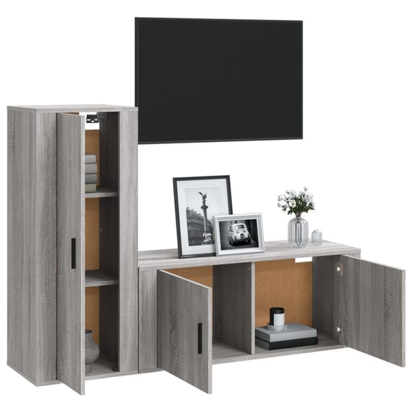 vidaXL Set de muebles para TV 2 pzas madera contrachapada gris Sonoma