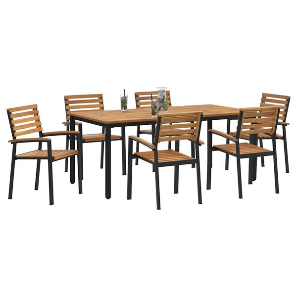 vidaXL Conjunto de Comedor de Jard&iacute;n 7 pcs Negro