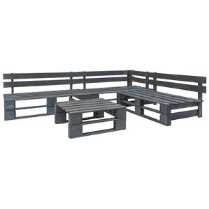 vidaXL Set de muebles de palets para jardín 4 piezas madera gris