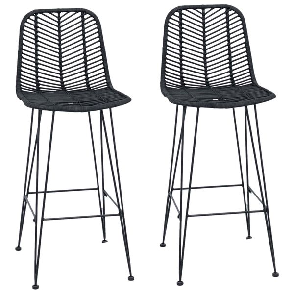vidaXL Silla de Bar 2 pcs Negro 44,5 x 53 x 111 cm Ratan e Hierro