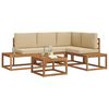 vidaXL Conjunto de sof&aacute;s de exterior con coj&iacute;n 5 Pieza Natural y Beige