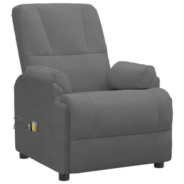 vidaXL Sill&oacute;n de masaje el&eacute;ctrico piel de ante sint&eacute;tico gris oscuro
