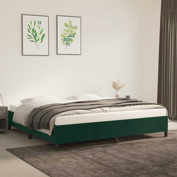 vidaXL Estructura cama sin colch&oacute;n terciopelo verde oscuro 200x200 cm
