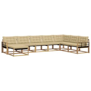 vidaXL Conjunto de sof&aacute;s de exterior con coj&iacute;n 8 pcs y Beige
