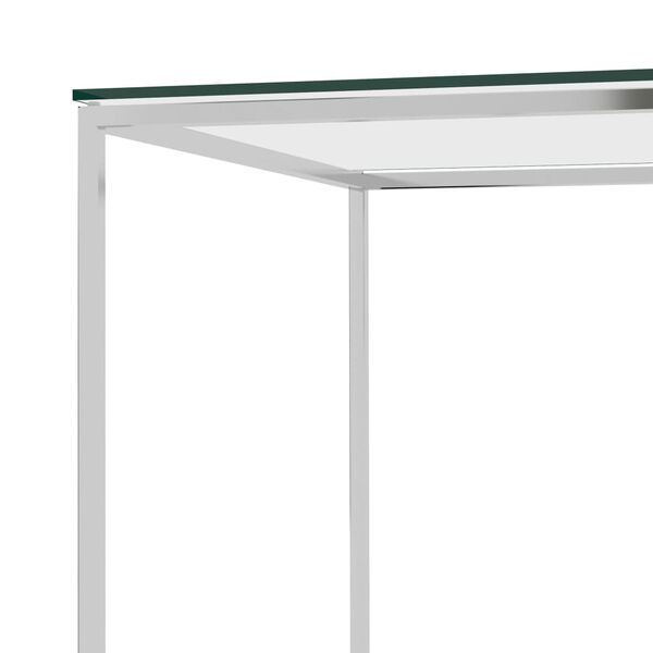 vidaXL Mesa auxiliar acero inoxidable y vidrio plateado 120x40x78 cm