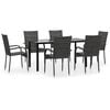 vidaXL Juego de comedor de jard&iacute;n 7 piezas rat&aacute;n sint&eacute;tico gris