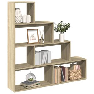 vidaXL Librer&iacute;a divisora 4 niveles madera Sonoma 143,5x29x143,5 cm