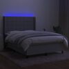 vidaXL Cama box spring colch&oacute;n y luces LED tela gris claro 140x190 cm