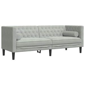 vidaXL Sof&aacute; Gris Claro 194 x 74,5 x 70,5 cm Terciopelo