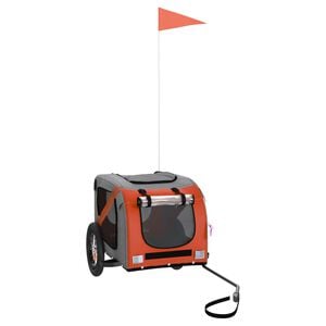 vidaXL Remolque de bicicleta mascotas hierro tela Oxford naranja gris