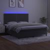 vidaXL Cama box spring colch&oacute;n y LED terciopelo gris oscuro 160x200 cm