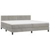 vidaXL Cama box spring colch&oacute;n y LED terciopelo gris claro 200x200 cm
