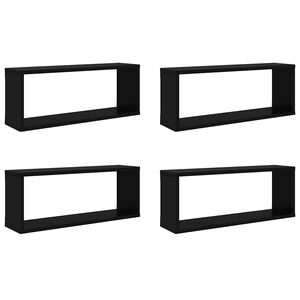 vidaXL Estante cubo de pared 4 uds contrachapado negro 60x15x23 cm
