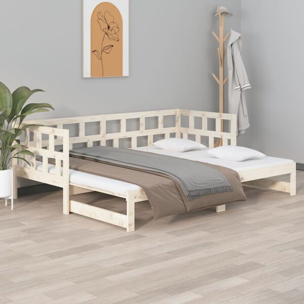 vidaXL Sof&aacute; cama extra&iacute;ble madera maciza de pino 2x(90x190) cm