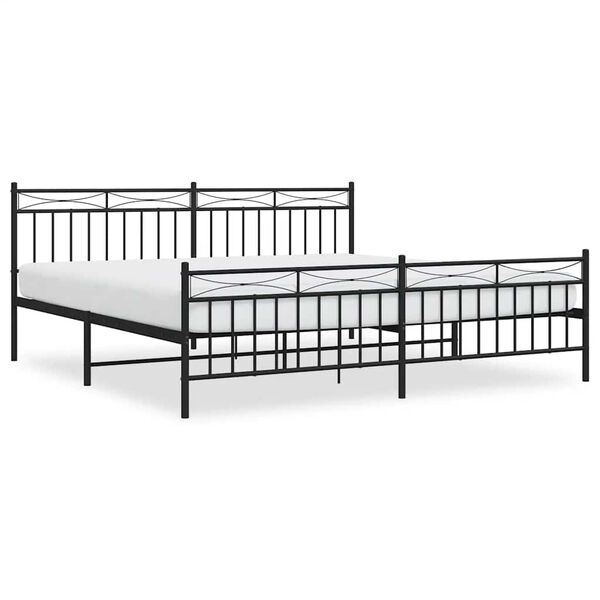 vidaXL Estructura cama sin colch&oacute;n con estribo metal negro 193x203 cm