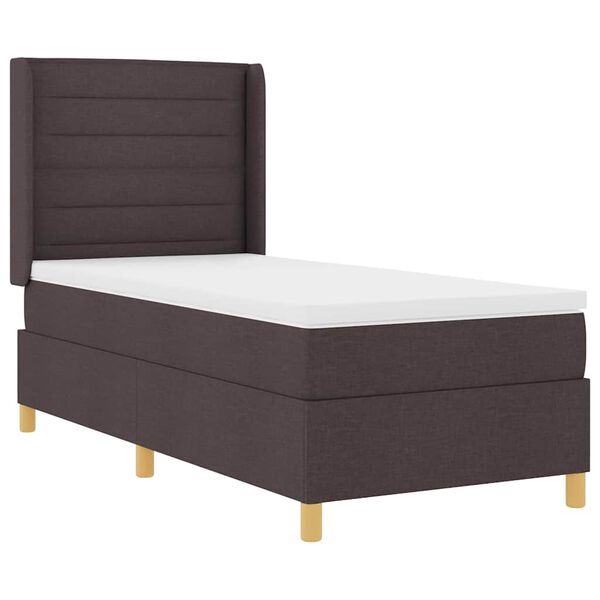 vidaXL Cama tipo Box Spring con colch&oacute;n Marr&oacute;n 90 x 200 cm tela