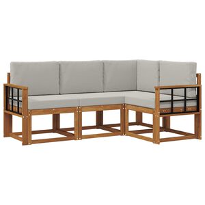 vidaXL Conjunto de sof&aacute;s de exterior 4 pcs Gris Natural y Claro
